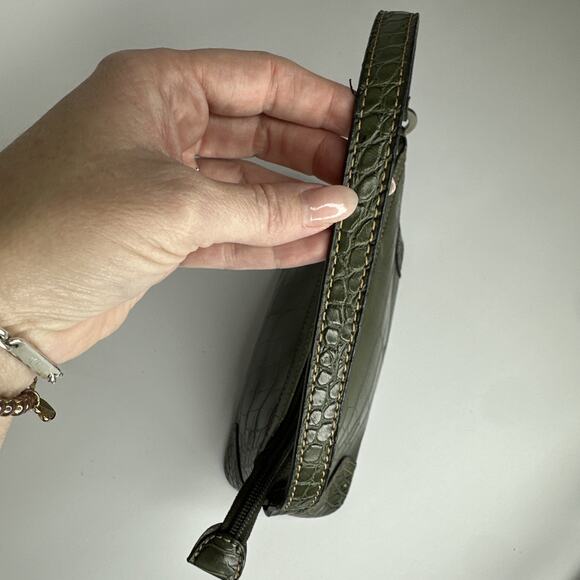 Vintage Tommy Hilfiger Mini Handbag Purse Croc Embossed Faux Leather Y2K Green - Picture 5 of 16